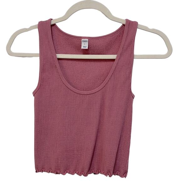 Arizona Rose pink lettuce hem cropped tank juniors size L - Picture 1 of 1
